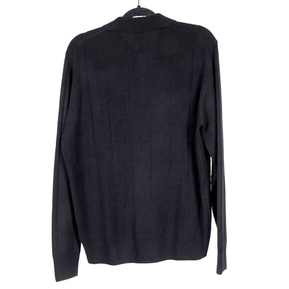 Geoffrey Beene Polo Sweater M Mens Black Long Sleeve Acrylic Buttons Collar - Picture 5 of 5